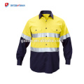 China Novo Camisas de Trabalho de Broca de algodão hi vis manga longa Camisas de trabalho Industrial &amp; Uniforme com fita refletiva 3 M